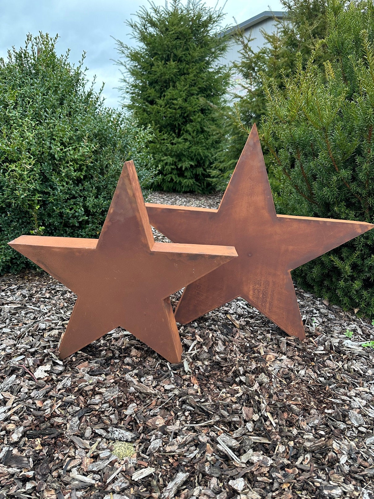 Jabo-Design 3D stars 50 cm/70 cm and in a set, rust decoration garden decoration rust object rust lantern star rust star