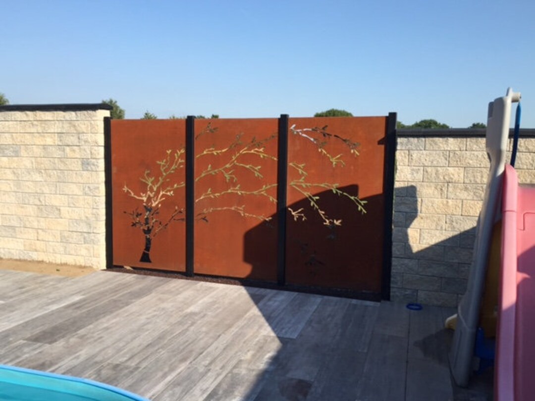 Natural Rust Fence Jabo-design 3-piece Designer Rust Garden Fence