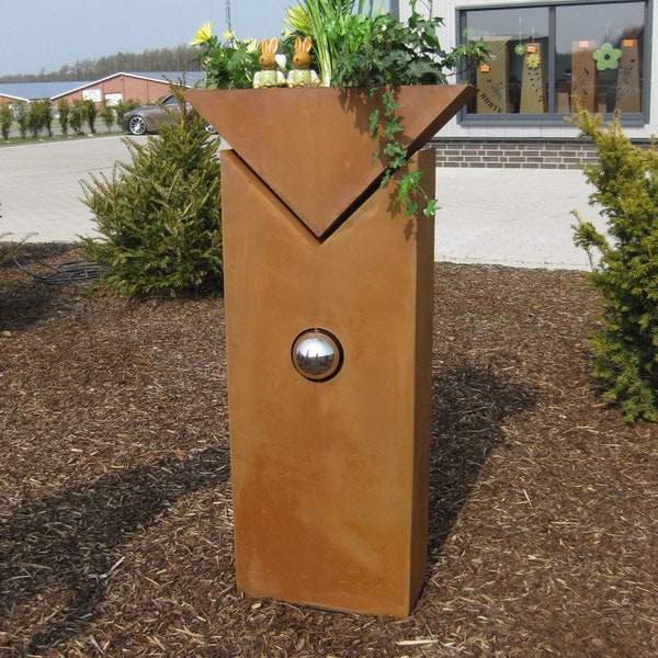 Jabo Design XL Rost Säule RS83 mit Pflanzschale Fackelsäule Gartensäulen Säulen Deko Blumen