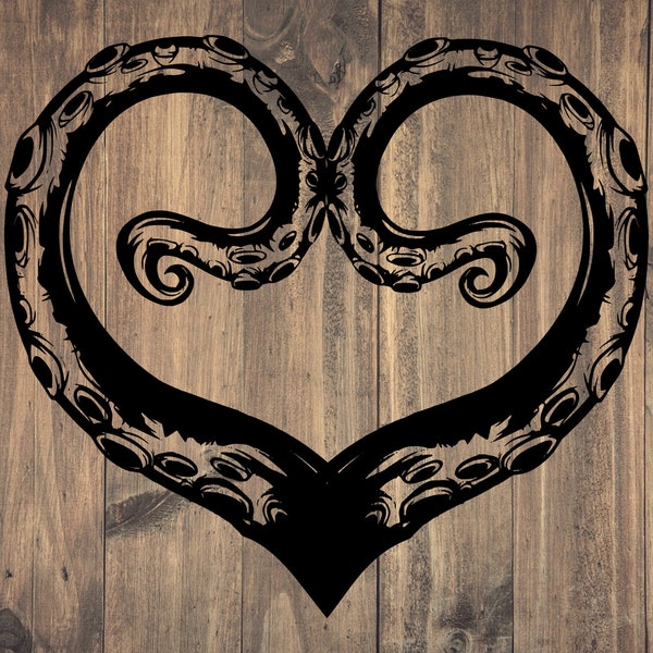 Tentacle Heart - PNG - SVG - I Heart R'lyeh - lovecraft