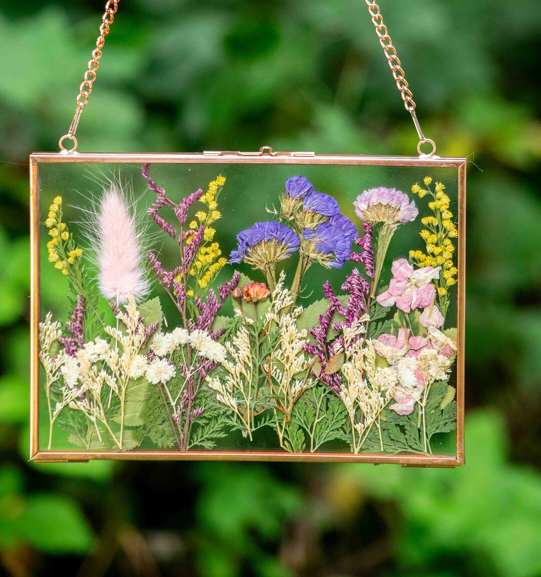 Rose Gold Frame Pressed Flowers Flower Art Pressed Flower Etsy