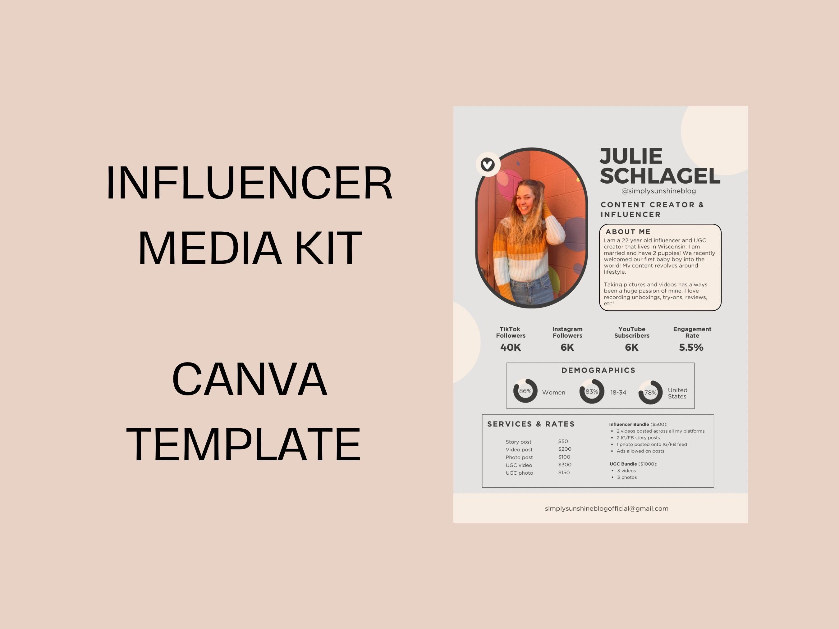 Media Kit Template for Content Creators | Influencer Media Kit | Brand ...