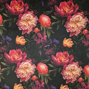 Moody Floral Fabric – Antique-Inspired Flowers for Drapery, Clothing, Pillows, Tablecloths, and Upholstery
