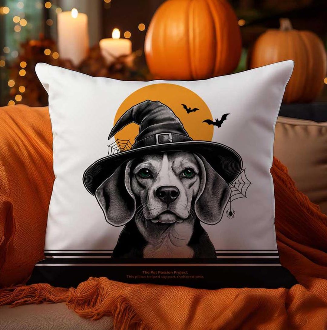 Beagle Dog Halloween Accent Throw Pillow Pup Witch Hat Halloween Gold Moon Decor Dog Owner Holiday Gift Halloween Autumn Decor Etsy Canada