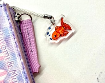 Goldfisch Handyanhänger, süsser Kawaii Acryl Schlüsselanhänger