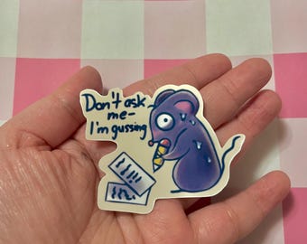 Kawaii Cartoon Rat Vinyl Sticker | Playful Laptop Decal