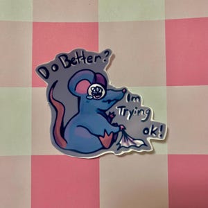 Adorable Rat Sticker | Cute Cartoon Rat Vinyl Decal | Kawaii Animal Sticker | Gift for Rat Lovers | Fun & Playful Sticker for Laptops, Water