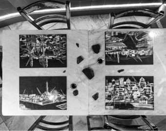 Genoa Noir et Blanc - Collection Happy Table - Sets de table - Américain, accessoires pour la maison - Lot de 4 pièces