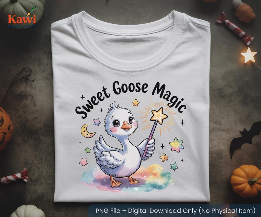 Sweet Goose Magic PNG – Cute Goose Clipart With Stars & Pastel Clouds ...