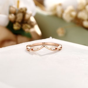 Chevron Wedding Band Curved Wedding Band Rose Gold Wedding Band Simple Wedding Band Chevron Ring Personalized Jewelry For Women