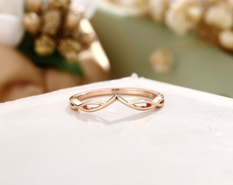 Chevron Wedding Band Curved Wedding Band Rose Gold Wedding Band Simple Wedding Band Chevron Ring Personalized Jewelry For Women