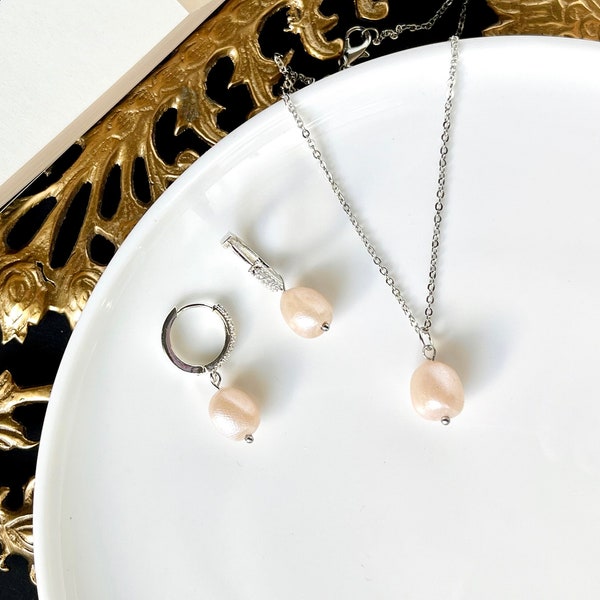 Ensemble de perles d’imitation, argile polymère, collier de boucles d’oreilles en fausses perles, bijoux romantiques, mariage fantastique, éclat de nacre