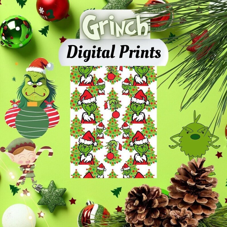 Grinch Pattern, Grinch Svg, Grinch Face Svg, the Grinch, Grinch Digital