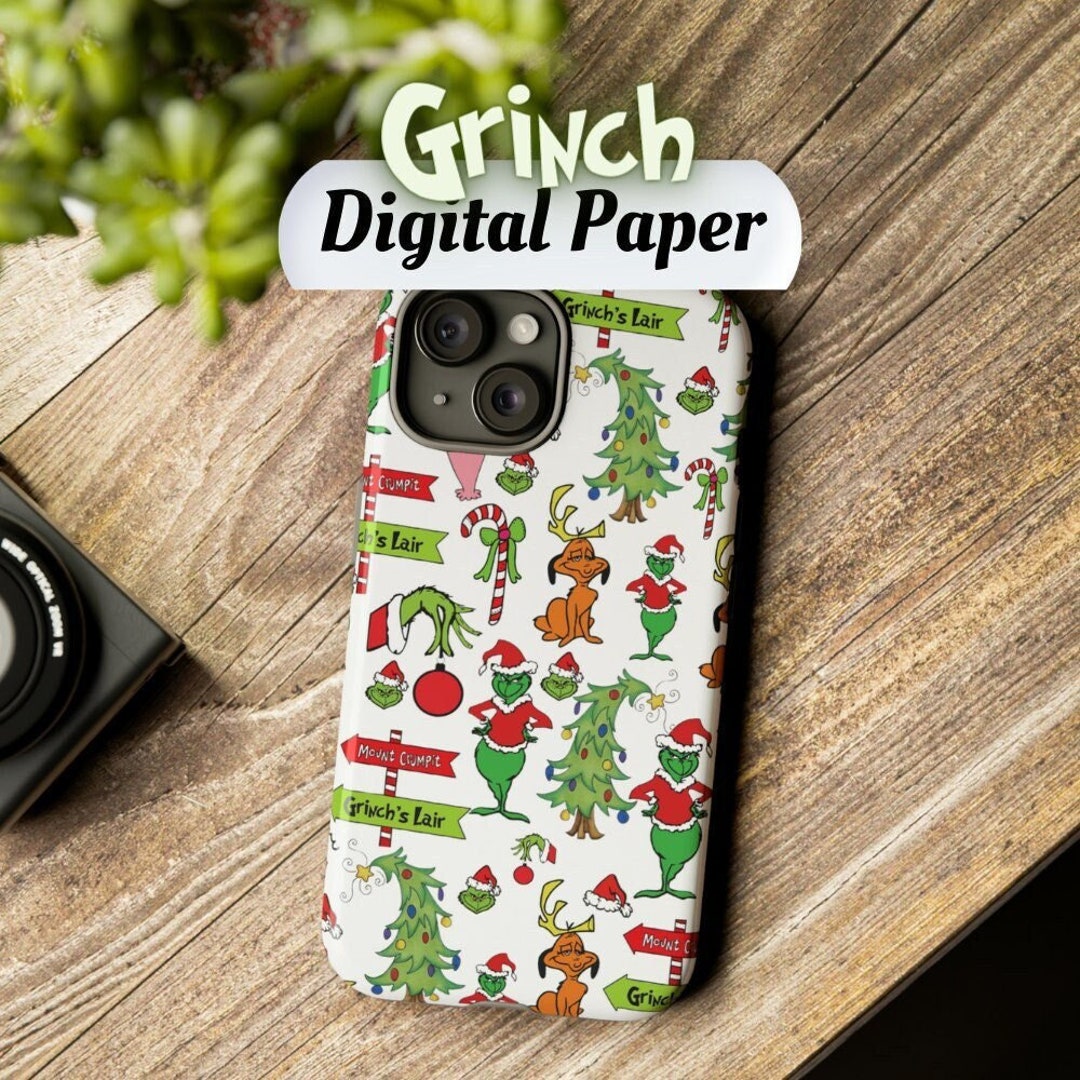 Grinch Digital Paper, Grinch Prints for Cutouts, Christmas Pattern, Grinch Fabric Design