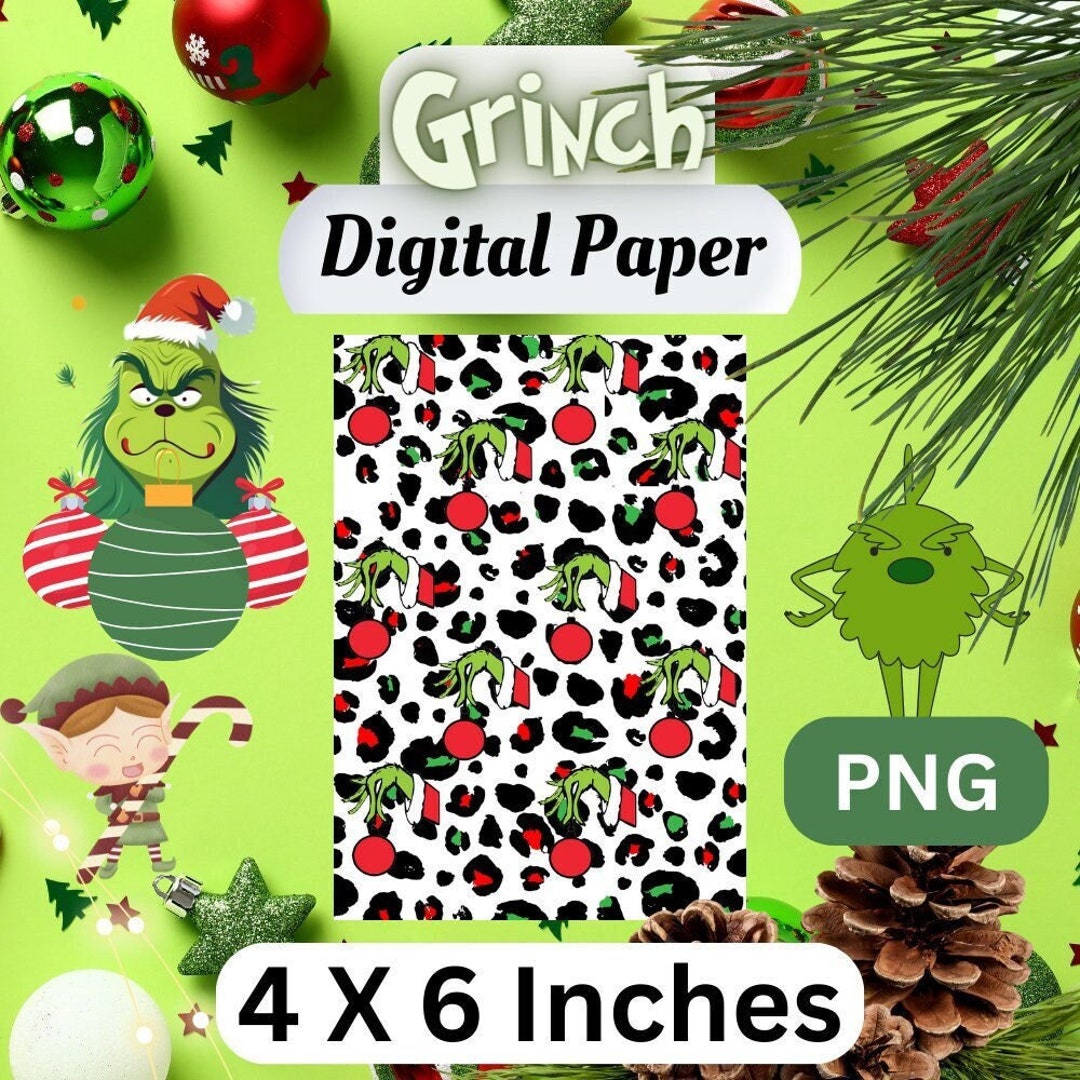 Grinch Digital Paper Grinch Prints for Cutouts Christmas Etsy