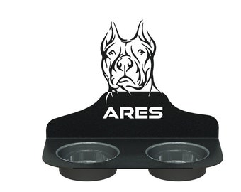 soporte para cuenco de comida para perros pitbull cortado con láser .dxf