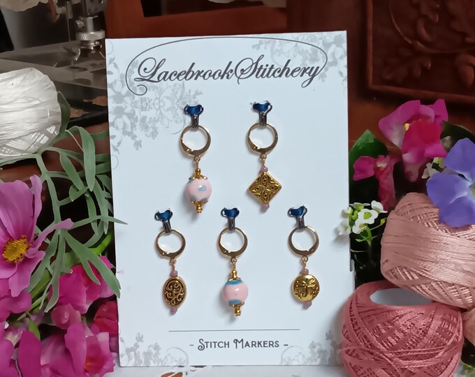 Fairy Floss Set - 5 Stitch markers for knitting and crochet