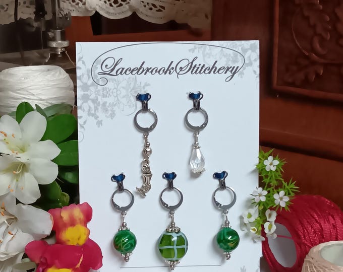 Where the Mermaids Play Set - 5 Stitch markers for knitting and crochet