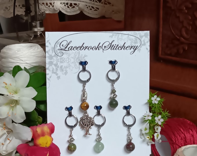Rainforest Set - 5 Stitch markers for knitting and crochet