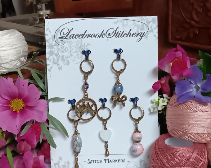Time Flies Set - 5 Stitch markers for knitting and crochet
