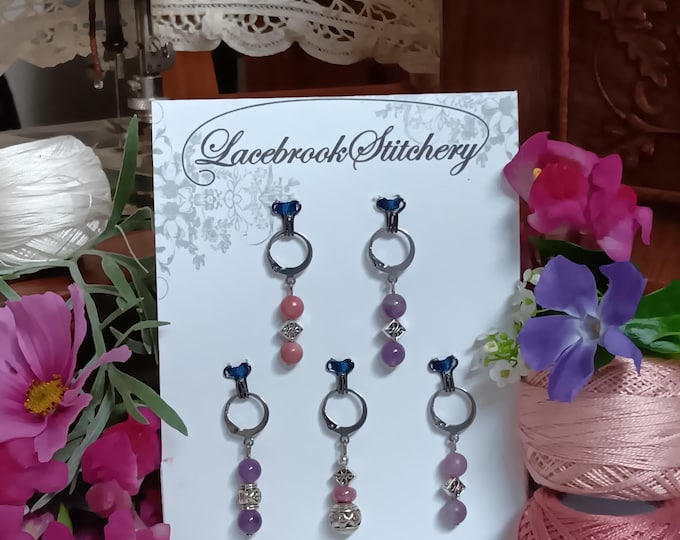 Blush of Spring Set - 5 Stitch markers for knitting and crochet