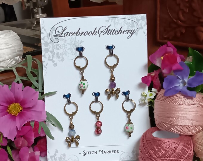 Daisy May Set - 5 Stitch markers for knitting and crochet
