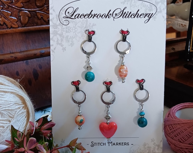 Young Love Set - 5 Stitch markers for knitting and crochet