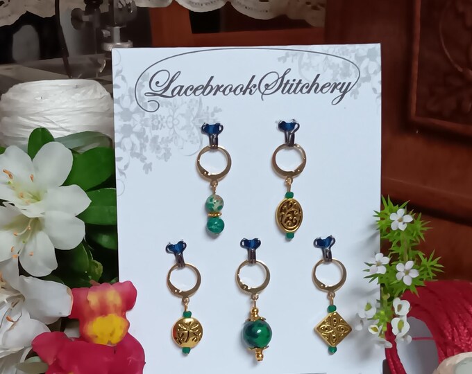 Irish Luck Set - 5 Stitch markers for knitting and crochet