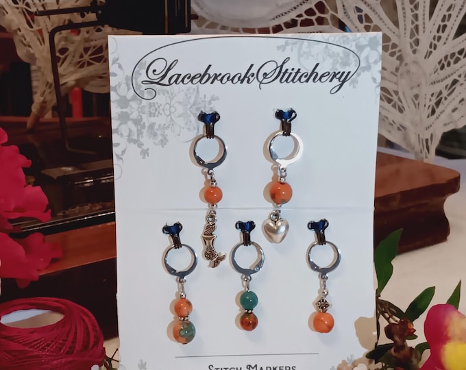 Sunset Dreaming set - 5 Stitch markers for knitting and crochet