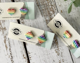 Customizable Hypoallergenic Pearl Rainbow STRIPE Studs