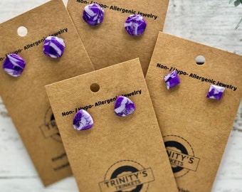 Hypoallergenic "Amethyst" Studs w/ GOLD or SILVER Accents
