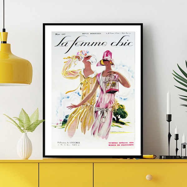 Fashion Magazine Cover, (Spring Fashions) Modes des Printemps, Digital Wall Art, High Resolution, Instant Digital Download, Printable Art