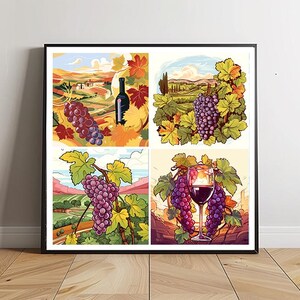 Seasons of the Wine, Grapes and Wine Art, Winery Wall Decor,Wine Aesthetic Wall Decor, High Resolution, Gift for Wine Lovers
