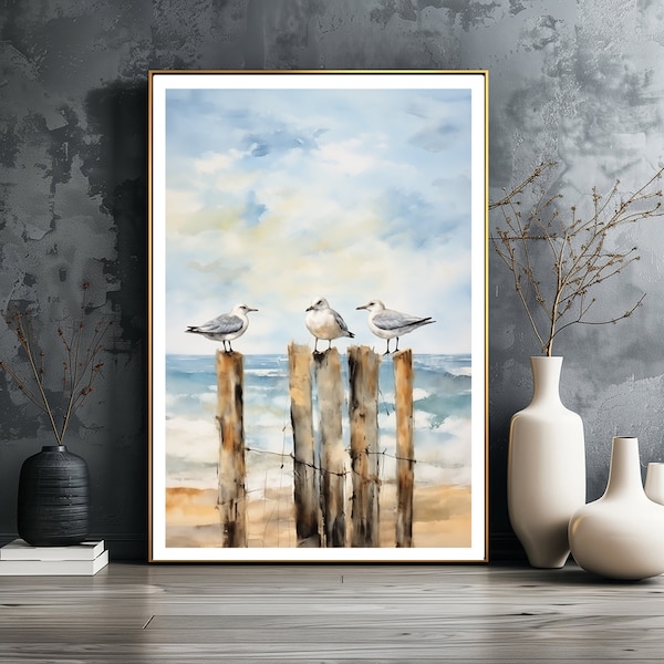 Shorebirds, Decorative Digital Wall Art, High Resolution, Instant Digital Download, Printable Art