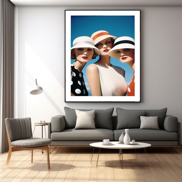 Different Hats, Figurative Art, Modern Wall Decor, High Resolution, Instant Digital Download