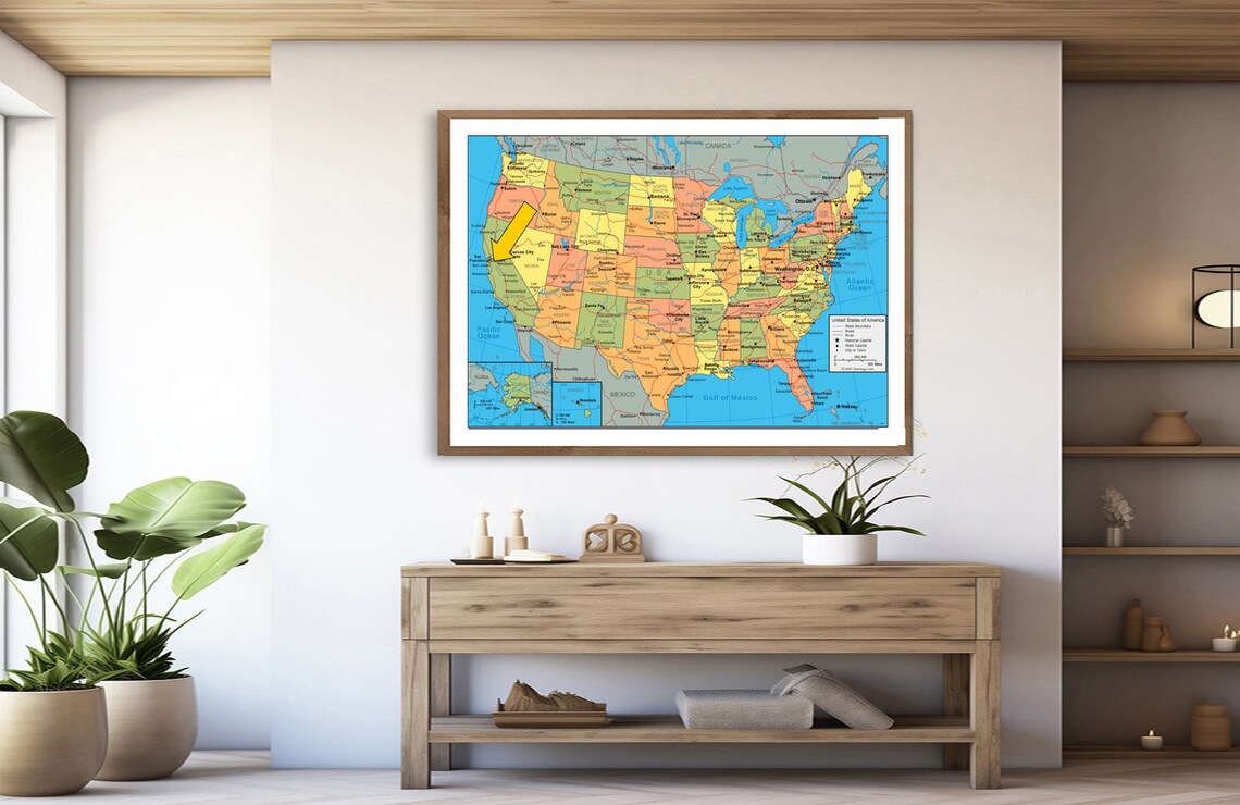 USA Map Art Print: High Resolution Wall Decor (digital Download) - Etsy