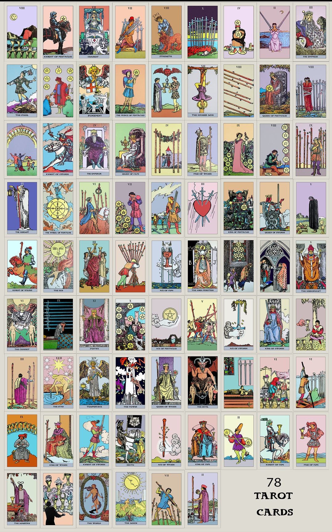 Raider Waite Smith Tarot Cards Meditation and Tarot Reading Instant ...
