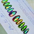 Iridescent Mosaic Stained Glass Garden Tone, Fairycore Theme, Luxury Handmade Hand Painted Reusable Ready to Wear Press on Nails product logo