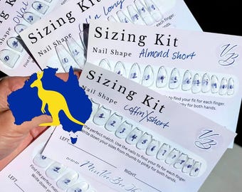 Sizing Kit (AU Customers) Press On Nails, Custom Made, Glue on, Handmade Soft Gel Nails, Short Long Wide Narrow Flat Round. Low Shipping