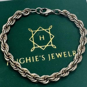 Vintage Sterling Silver Rope .925 6mm heavy estate 7 1/4” bracelet retro solid bracelet 18.3 grams