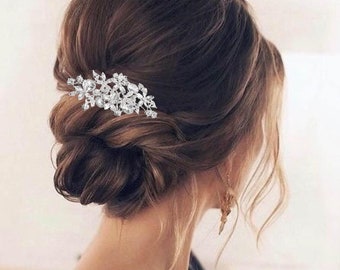 Bride Hair Clips Silver Crystal Headpiece  Hair Comb Rhinestone Hair Accessories Bridesmaids Hair Side Combs Brides Accessories for Women