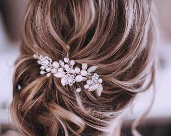 Bride Wedding Hair Vine Pearl Bridal Headpieces Leaf Hair Accessories for Women and Girls