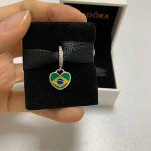 Pandora Brazil Flag Exclusive Charm Travel Pendant ,S925 Sterling Silver,Bracelet Charm,Birthday Gift for Her,with a Gift Box(Free Shipping)
