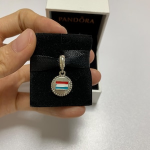 Pandora Luxembourg Flag Exclusive Charm Pendant,S925 Sterling Silver,Bracelet Charm,Birthday Gift for Her,with Gift Box(Free Shipping)