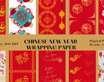 Chinese New Year, Wrapping Paper, Year of the Dragon, Giftwrap