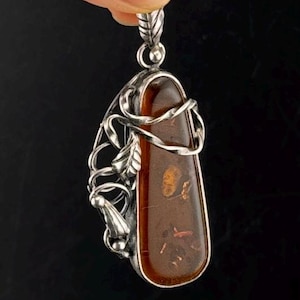Vintage Amber Pendant  Silver 925