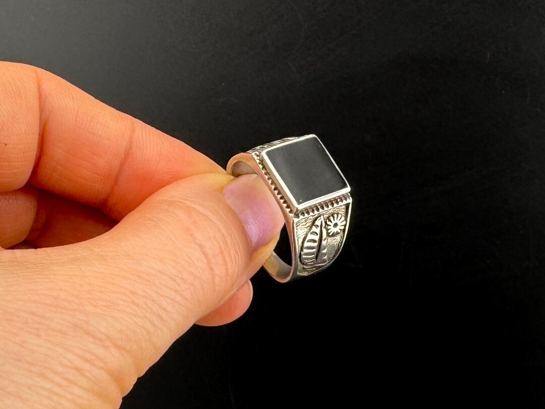 ヴィンテージ シルバー 925 リング ブラックストーン付き - Etsy 日本