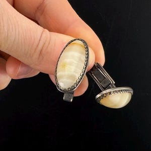 Vintage USSR Cufflinks Silver 875 With Agate