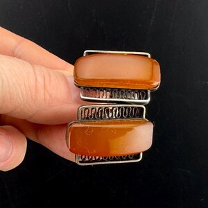 Vintage UdSSR Männer Manschettenknöpfe Silber 875 mit Bernstein