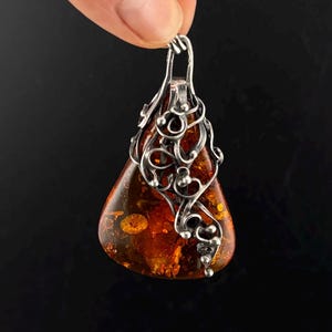 Vintage Amber Pendant  Silver 925